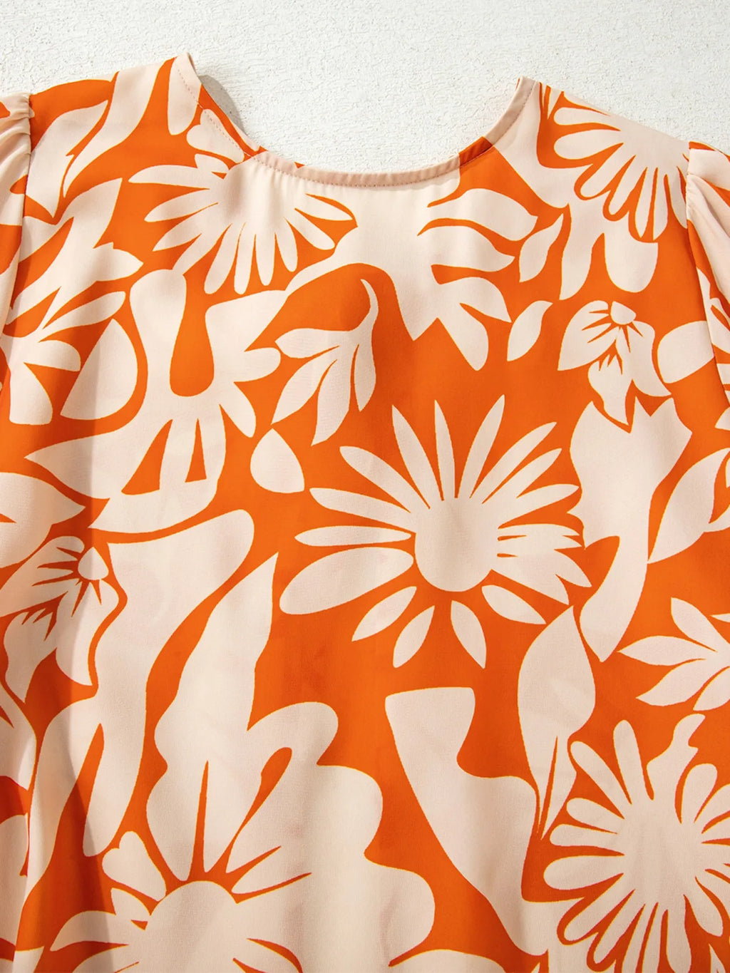 Printed Tie Back Balloon Sleeve Blouse