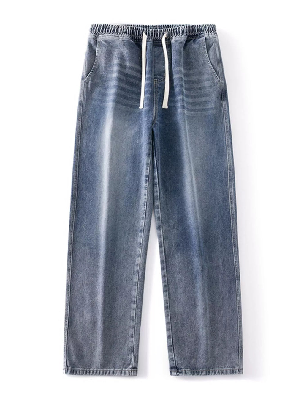 Men's Full Size Drawstring Wash Wide Leg Jeans Plus Size