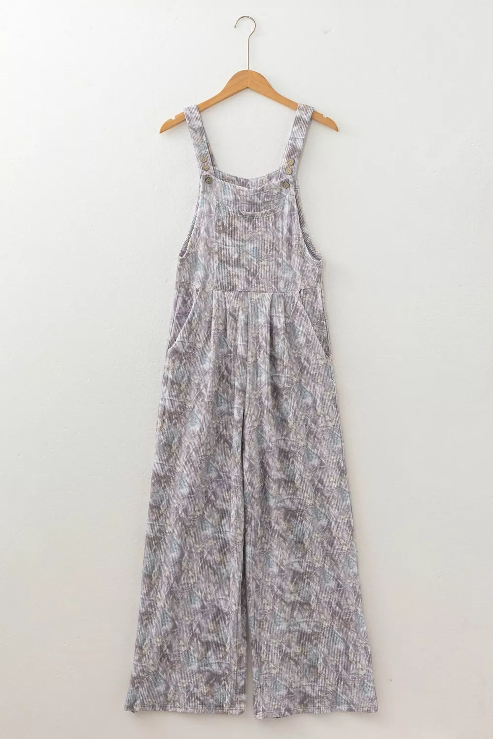 Camouflage Twist Ribbed Sleeveless Full-Length Casual Jumpsuit