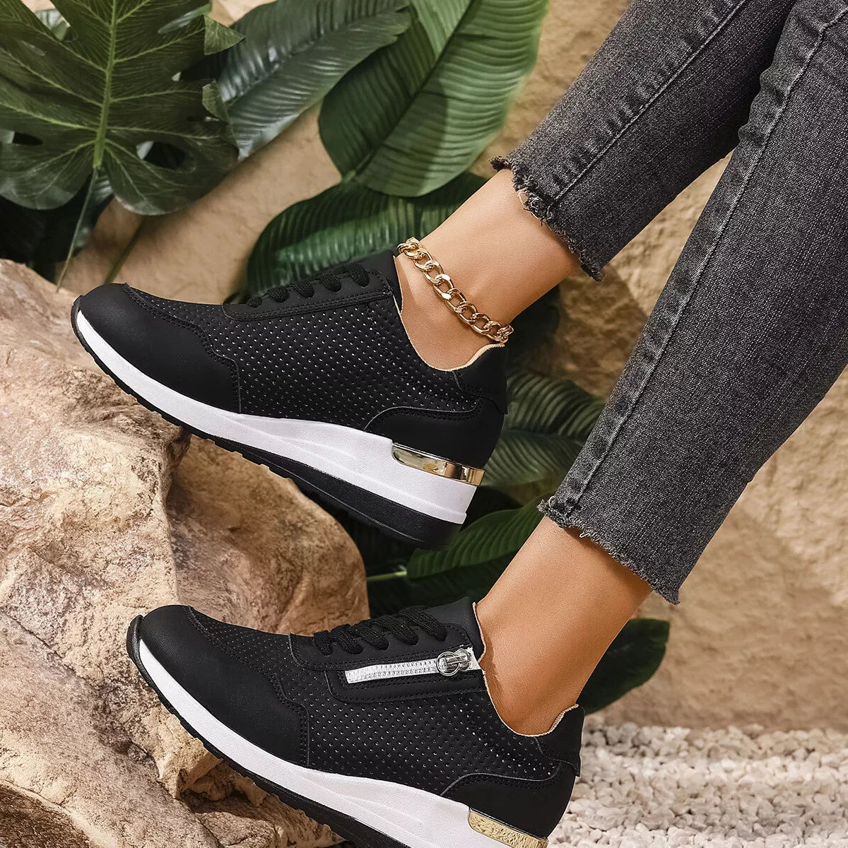 Lace Up Wedge Sneakers