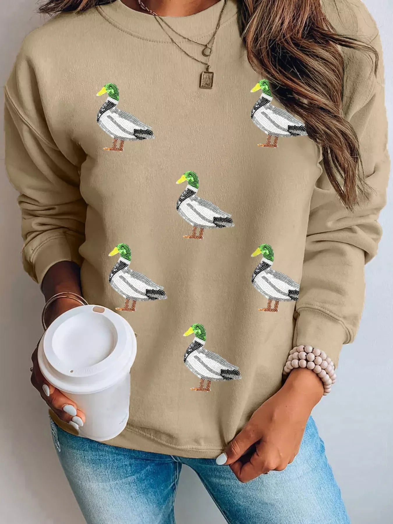 Sequin Duck Long Sleeve Top