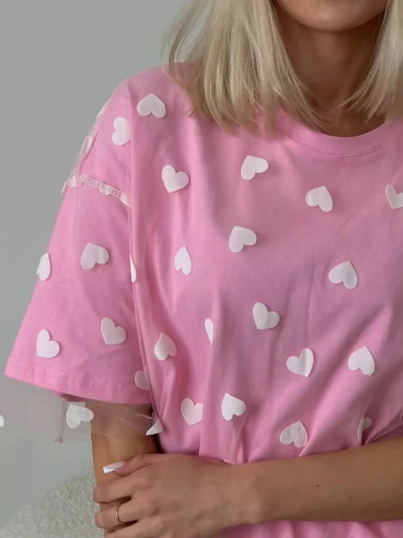 Heart Print Oversized T-Shirt