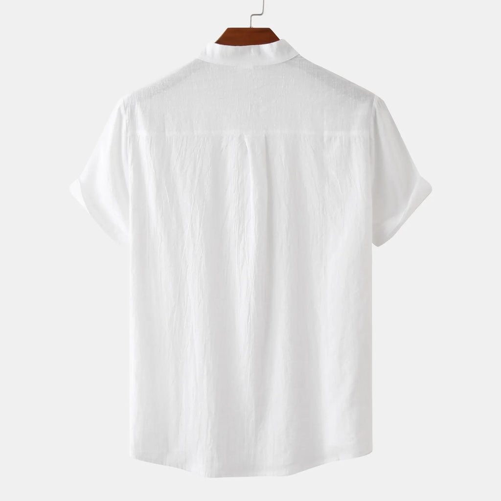 Men's Mandarin Collar Short Sleeve Henley Shirt