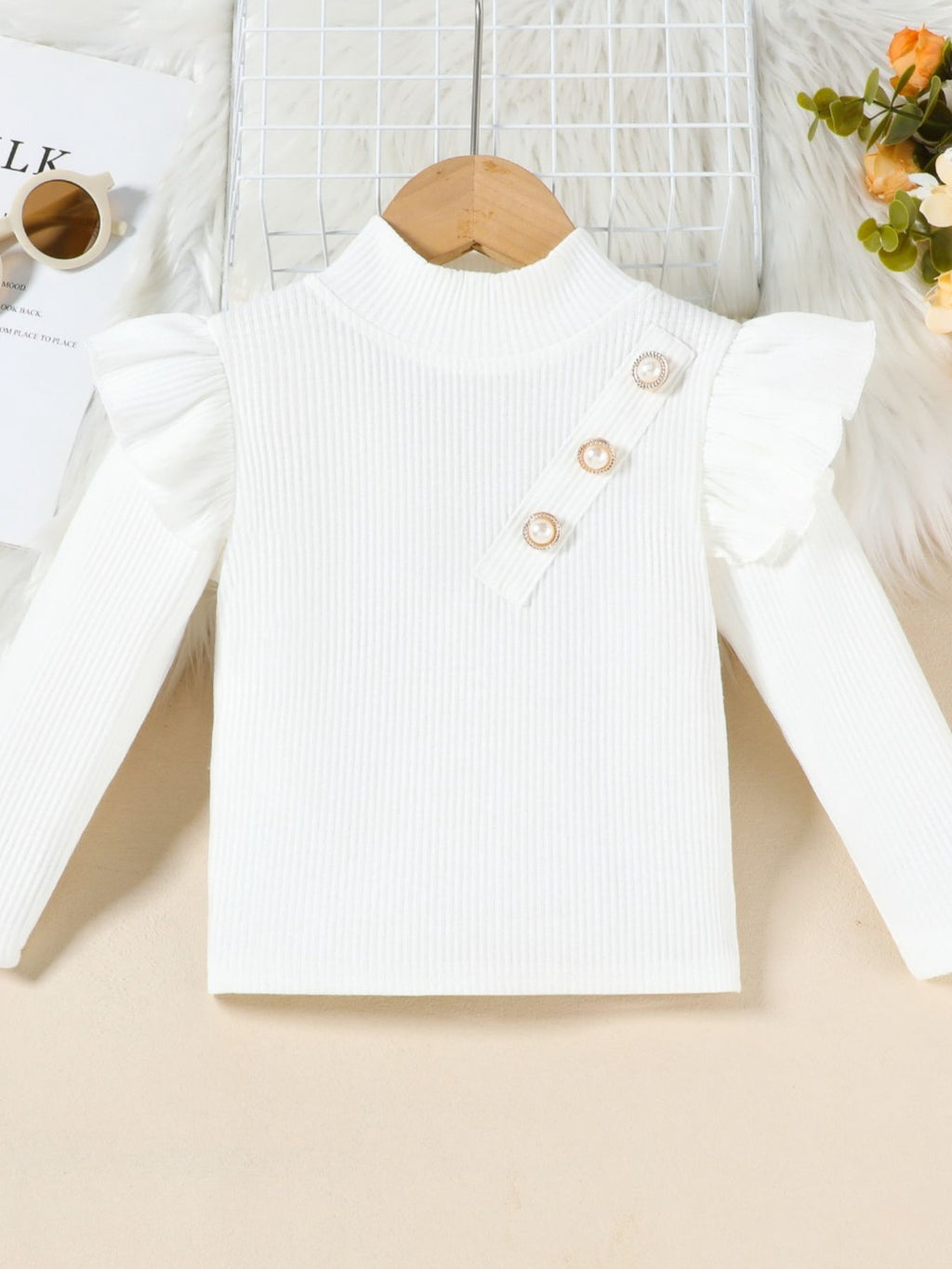 Children's Ruffle Sleeve Top & Tweed Skirt Set