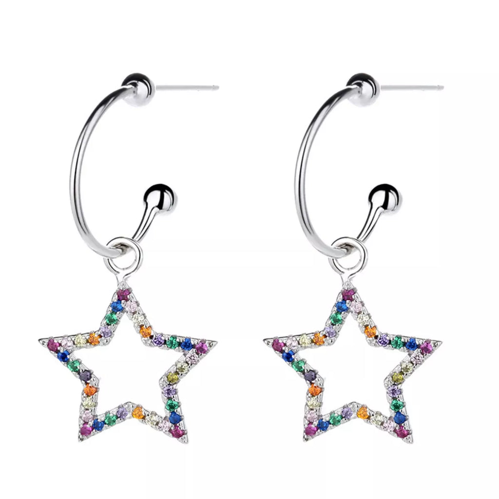 Star C-Hoop Dangle Earrings