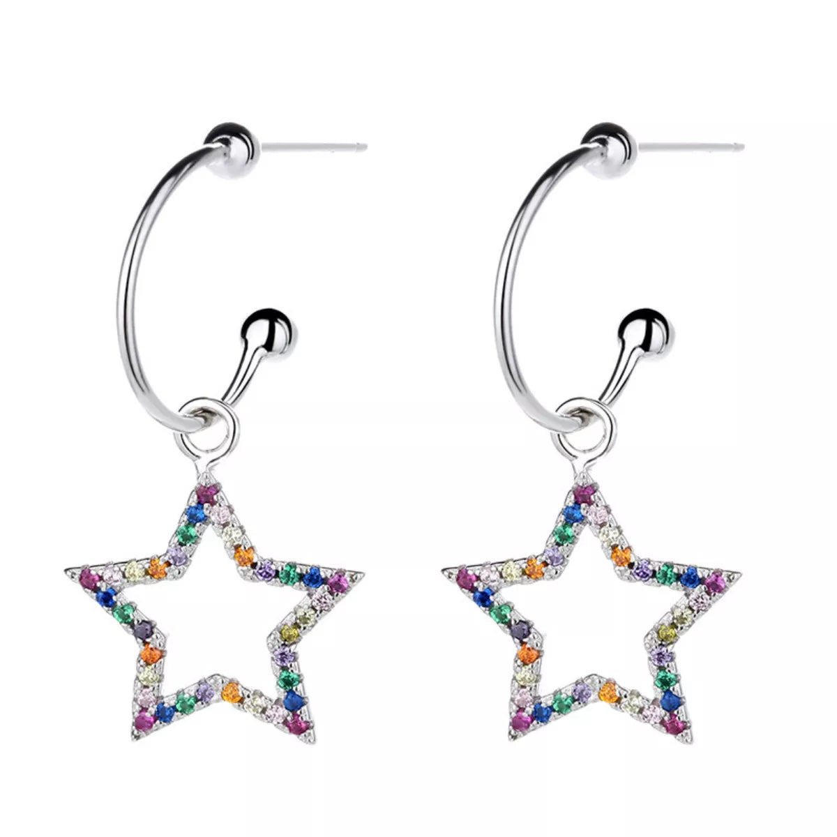 Star C-Hoop Dangle Earrings
