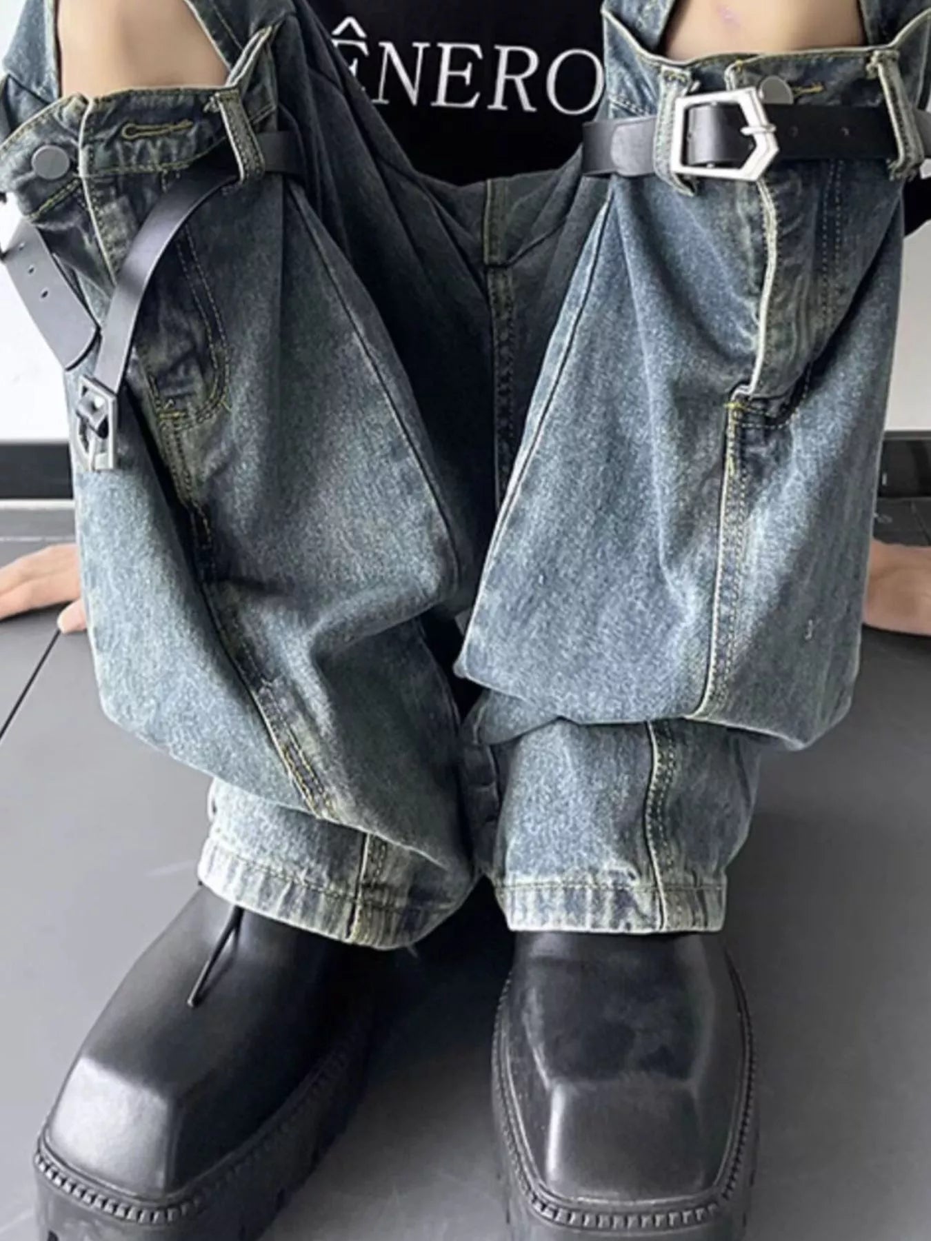 Men's Full Size Ripped Wide Leg Jeans Plus Size