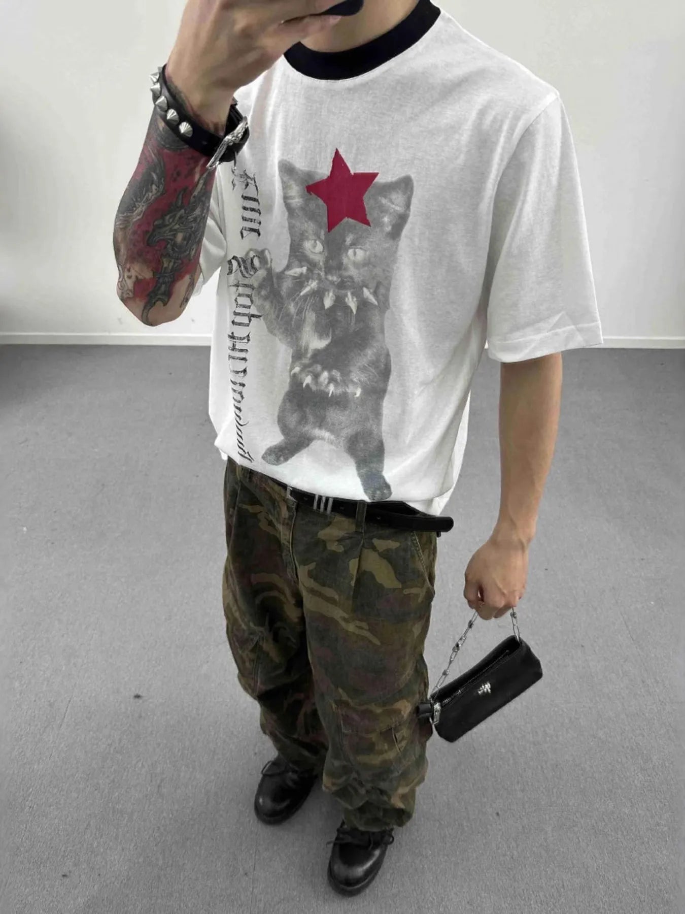 Men's Cat Star Graphic Short Sleeve T-Shirt