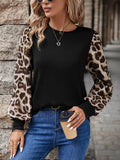 Leopard Long Sleeve Round Neck T-Shirt