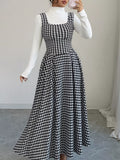 Houndstooth Sleeveless A-Line Dress