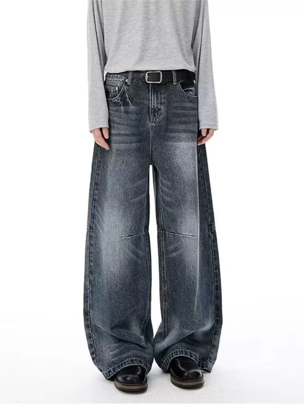 Men's Full Size Vintage Wash Wide Leg Jeans Plus Size