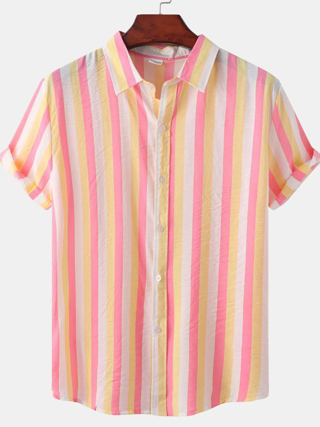 Men's Plus Size Striped Short Sleeve Button-Up Shirt