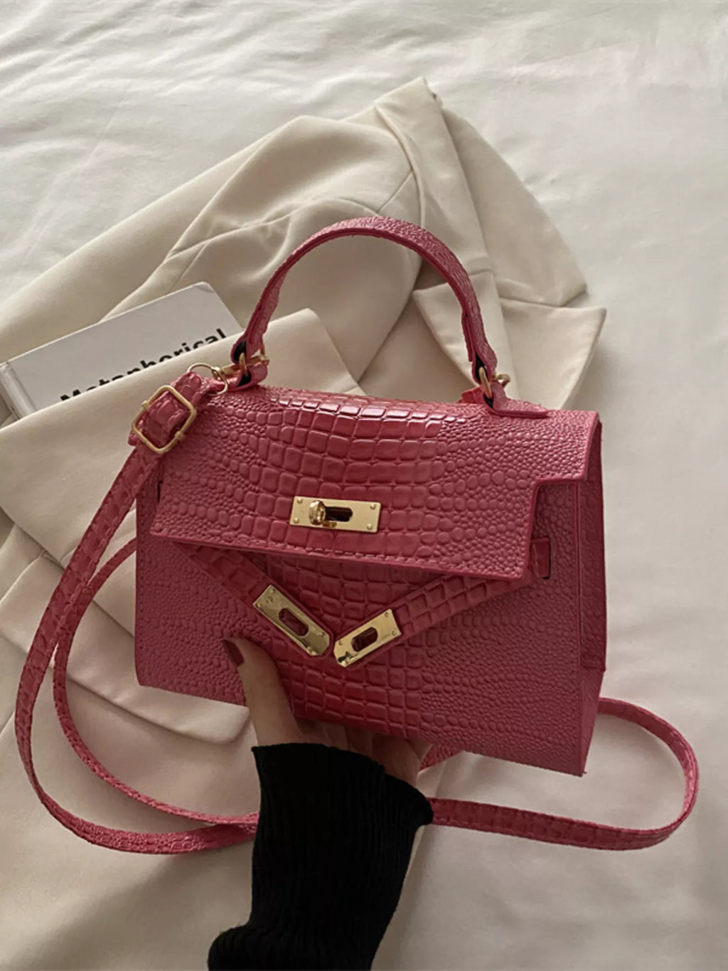 Embossed Flap Crossbody Bag