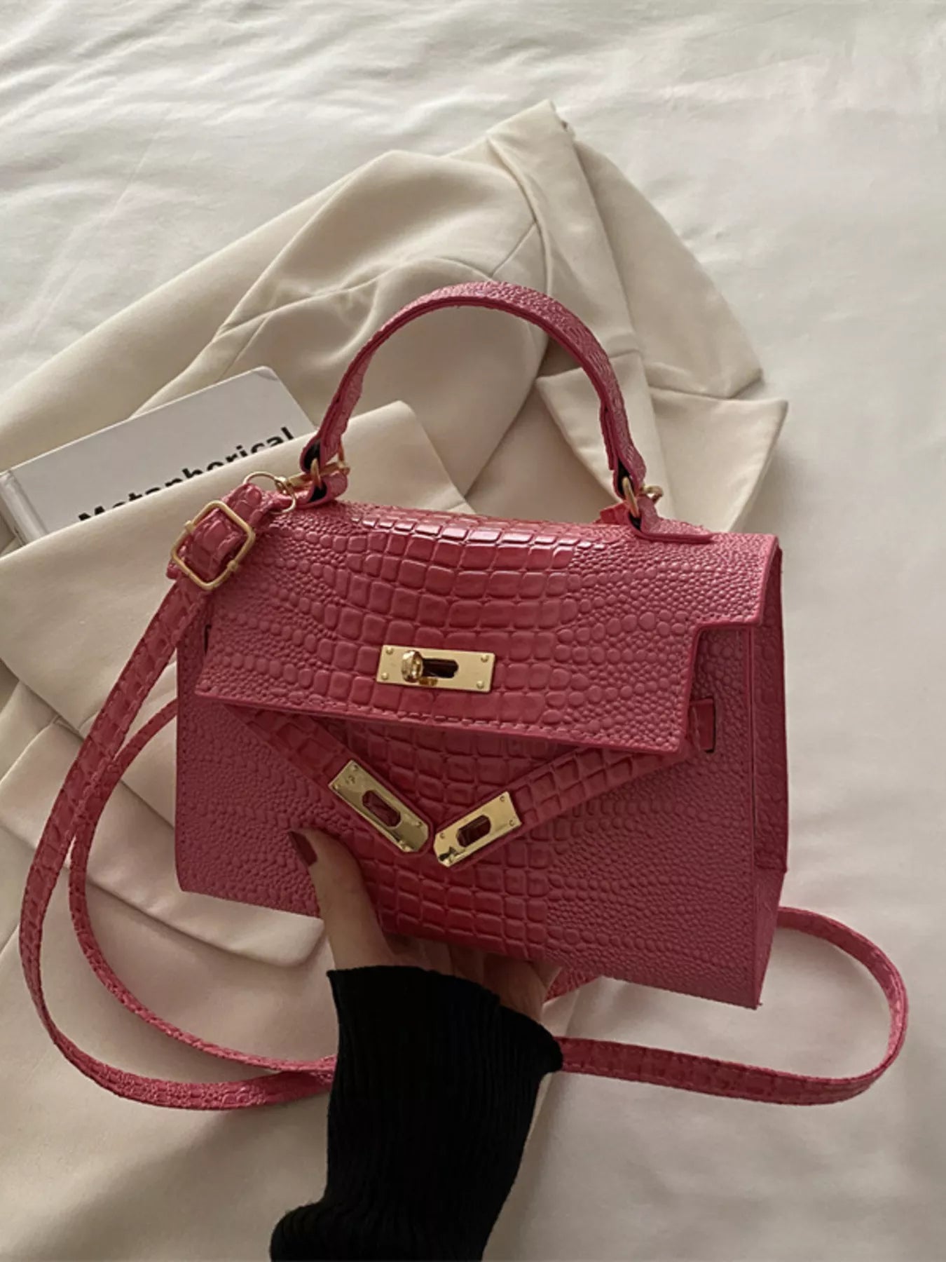 Embossed Flap Crossbody Bag