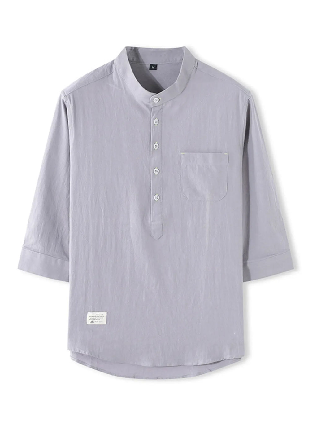 Men's Full Size Casual Mandarin Collar 3/4 Sleeve Shirt Plus Size