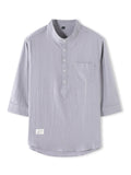 Men's Full Size Casual Mandarin Collar 3/4 Sleeve Shirt Plus Size