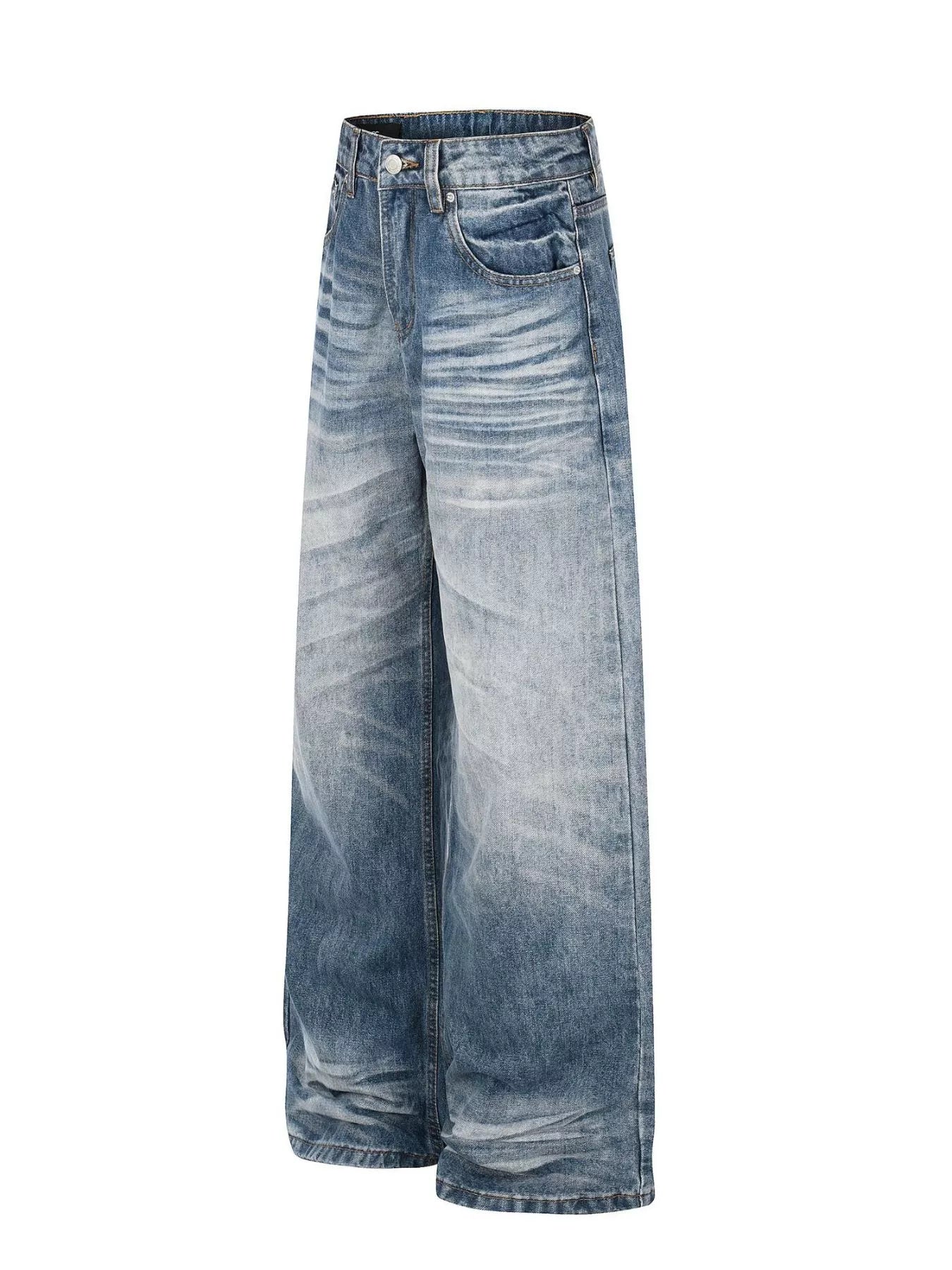 Men's Wide Leg Vintage Wash Jeans