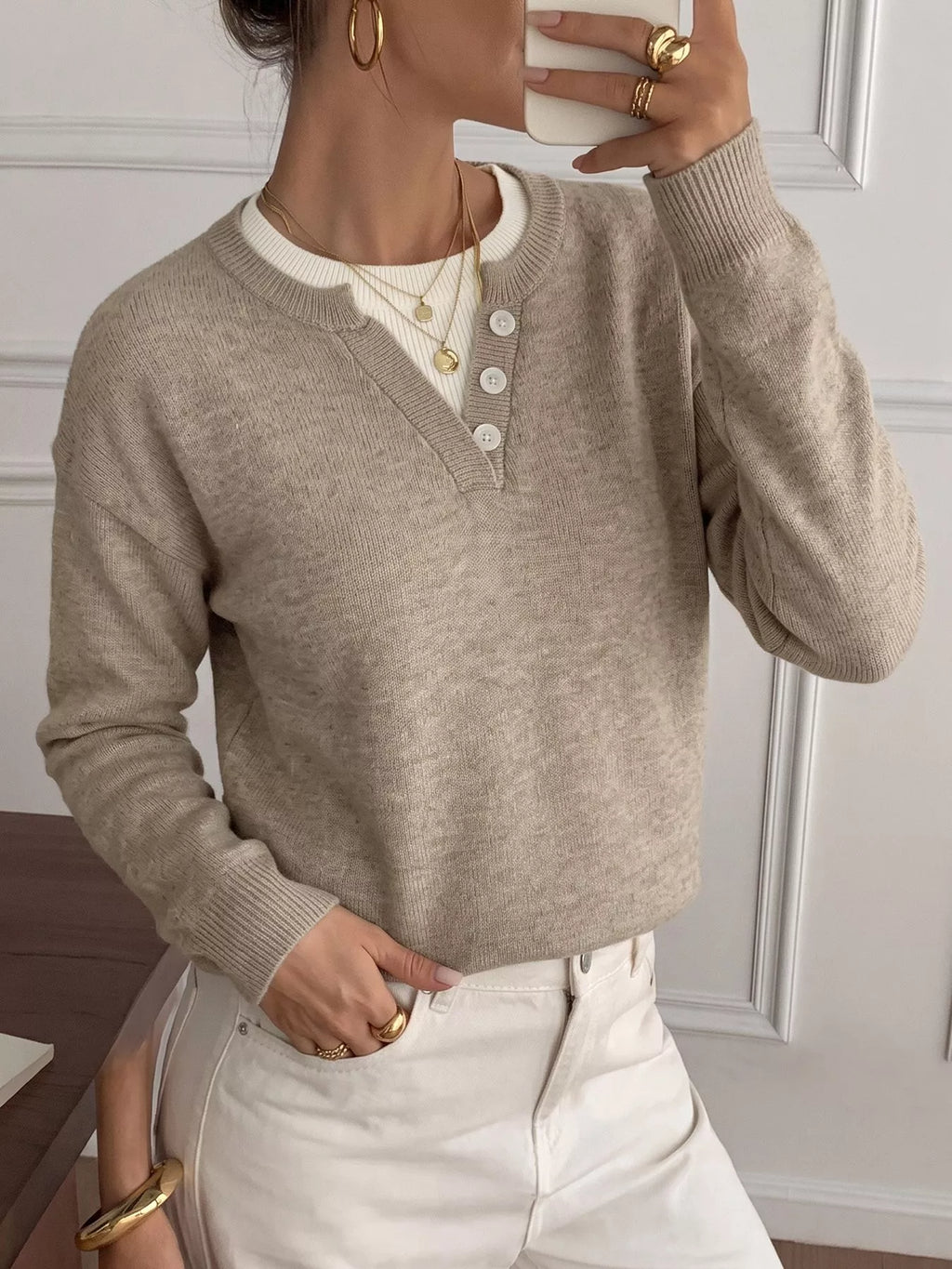Dropped Shoulder Long Sleeve Sweater