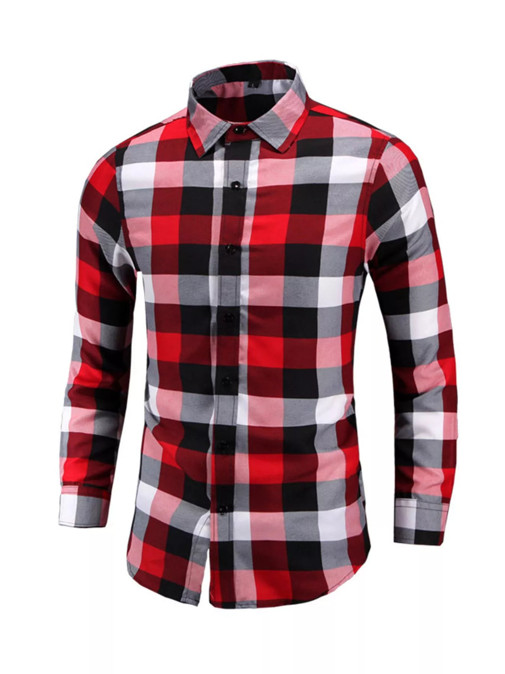 Men's Plus Size Plaid Long Sleeve Shirt