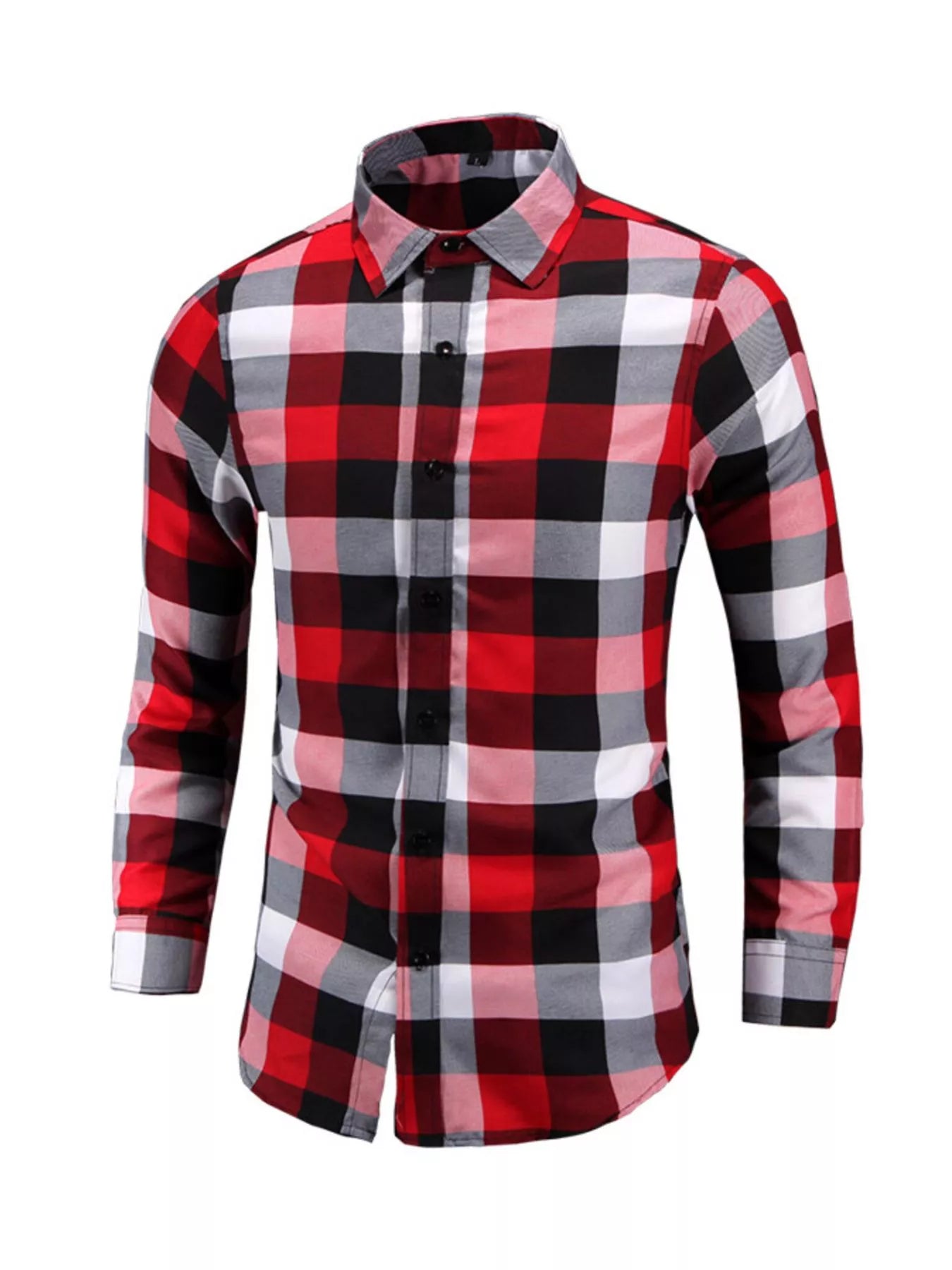 Men's Plus Size Plaid Long Sleeve Shirt
