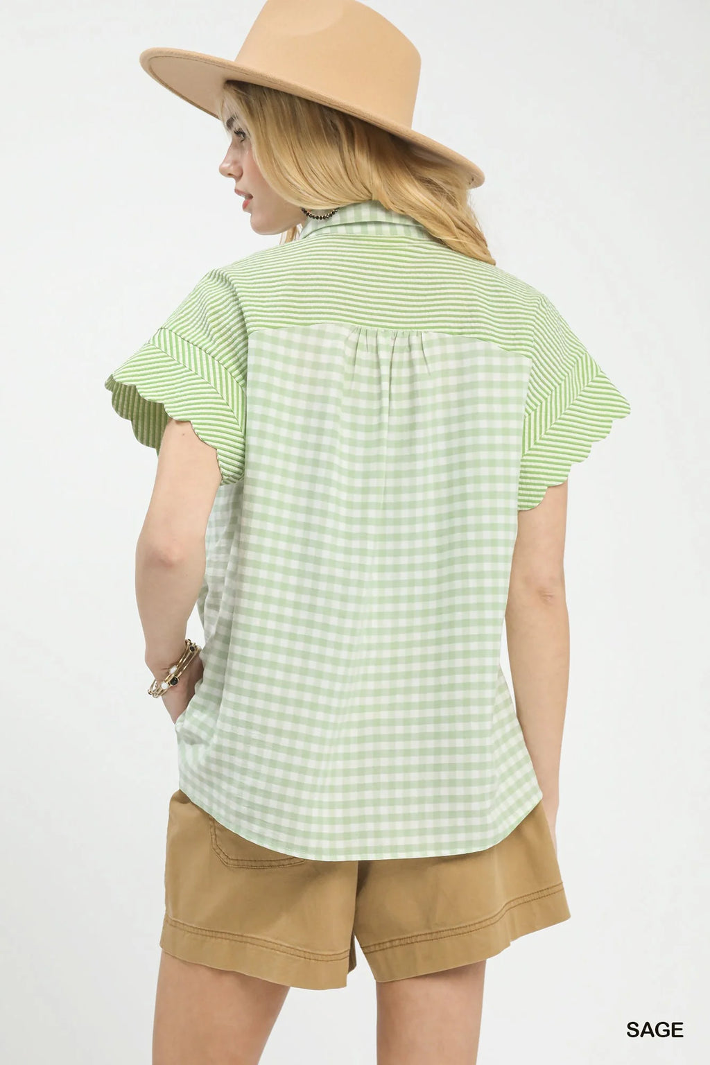 Mixed Gingham Short Sleeve Shirt