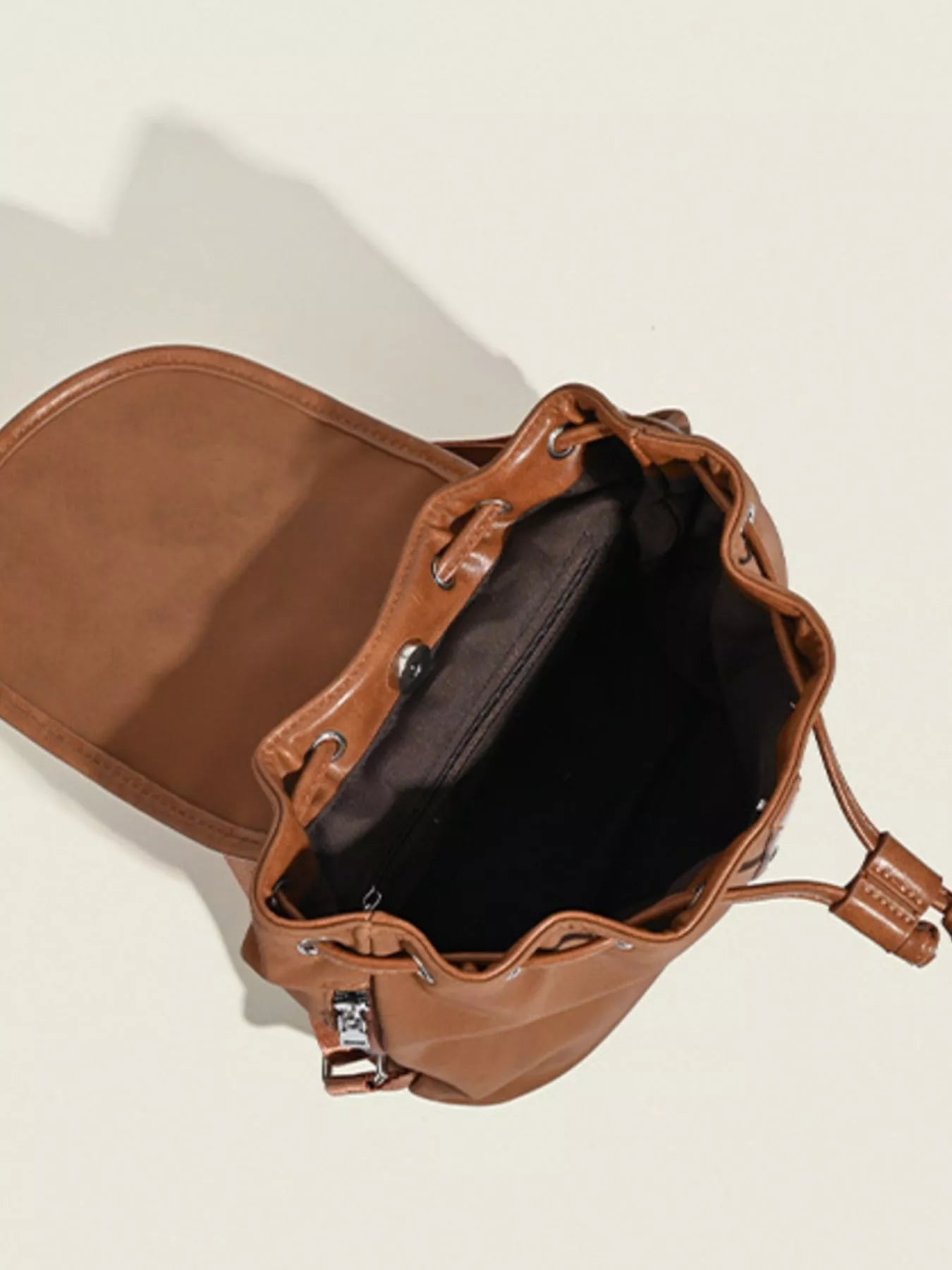 Drawstring Closure Flap Backpack Bag