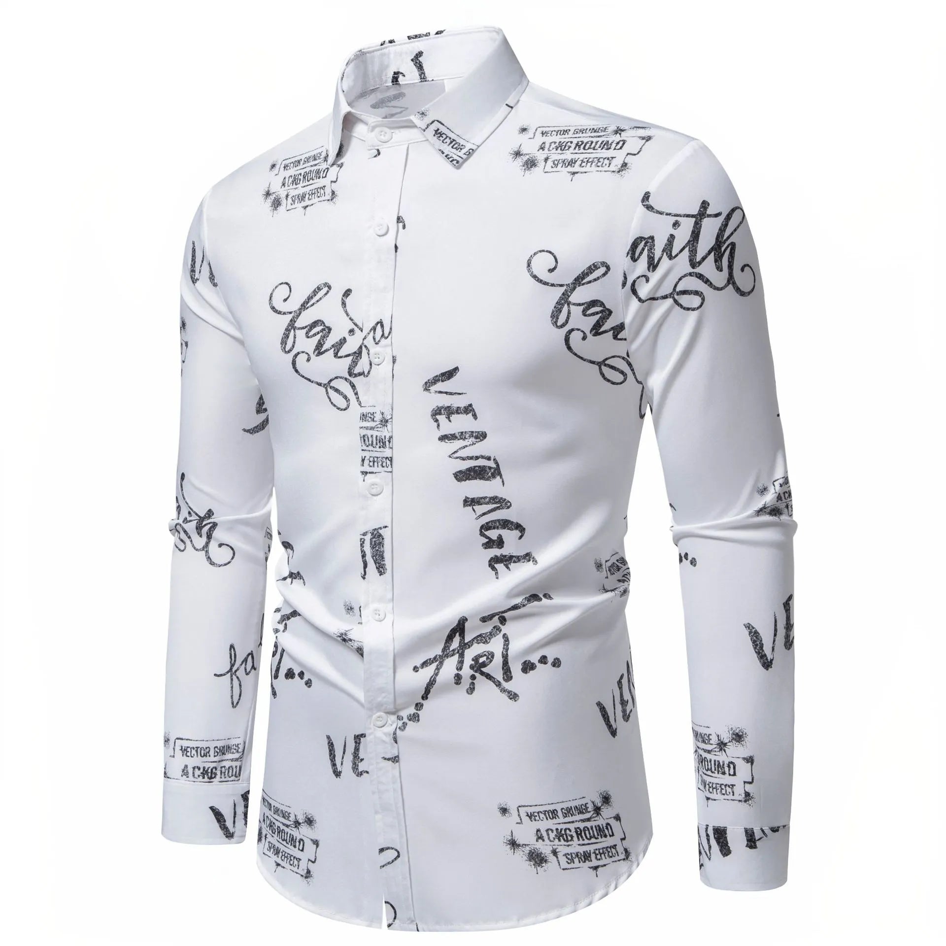Men's Printed Long Sleeve Button-Up Shirt
