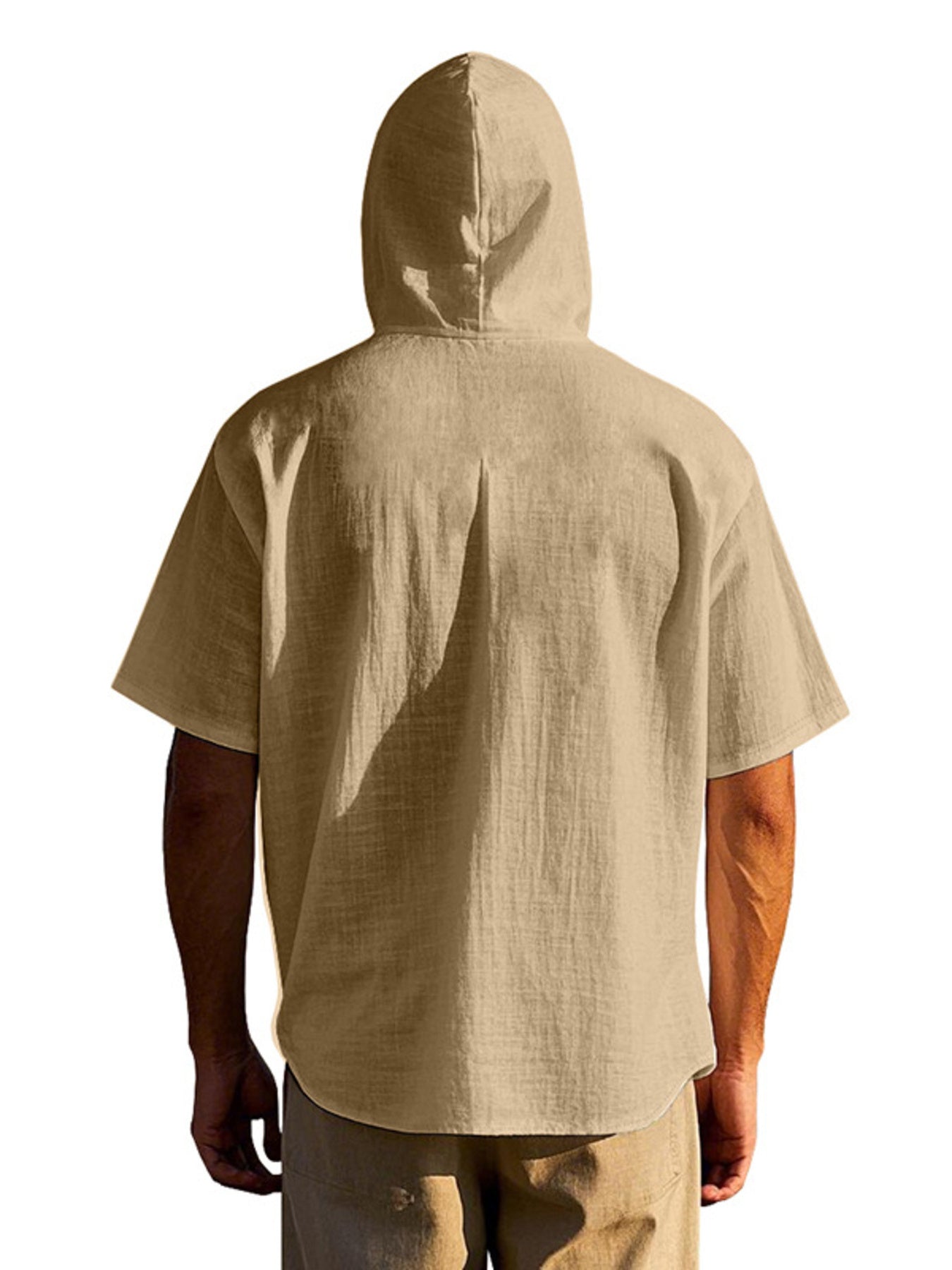 Men's Full Size Casual Hooded Short-Sleeve Shirt Plus Size