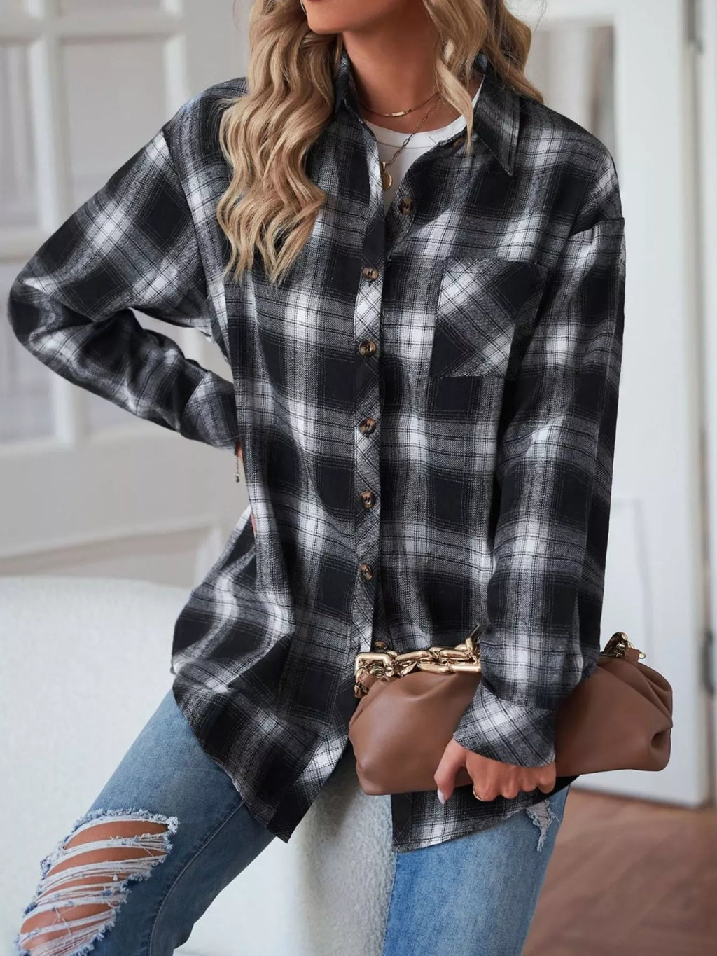 Casual Plaid Button Up Shirt