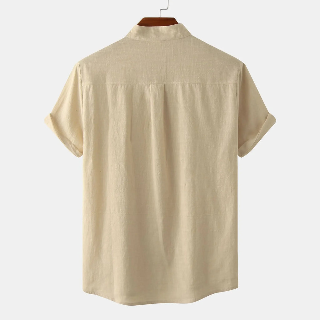 Men's Mandarin Collar Short Sleeve Henley Shirt