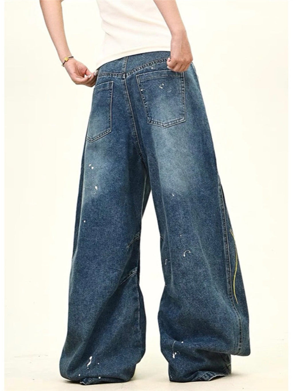 Men's Full Size Love Washed Wide Leg Jeans Plus Size
