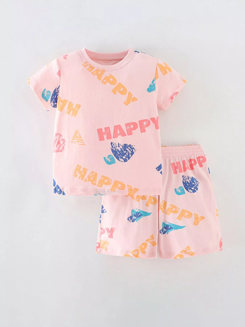 Children's Happy Print Top and Shorts Set