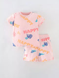 Children's Happy Print Top and Shorts Set