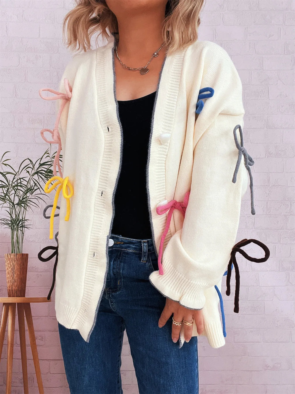 Bow Tie Button Up Cardigan