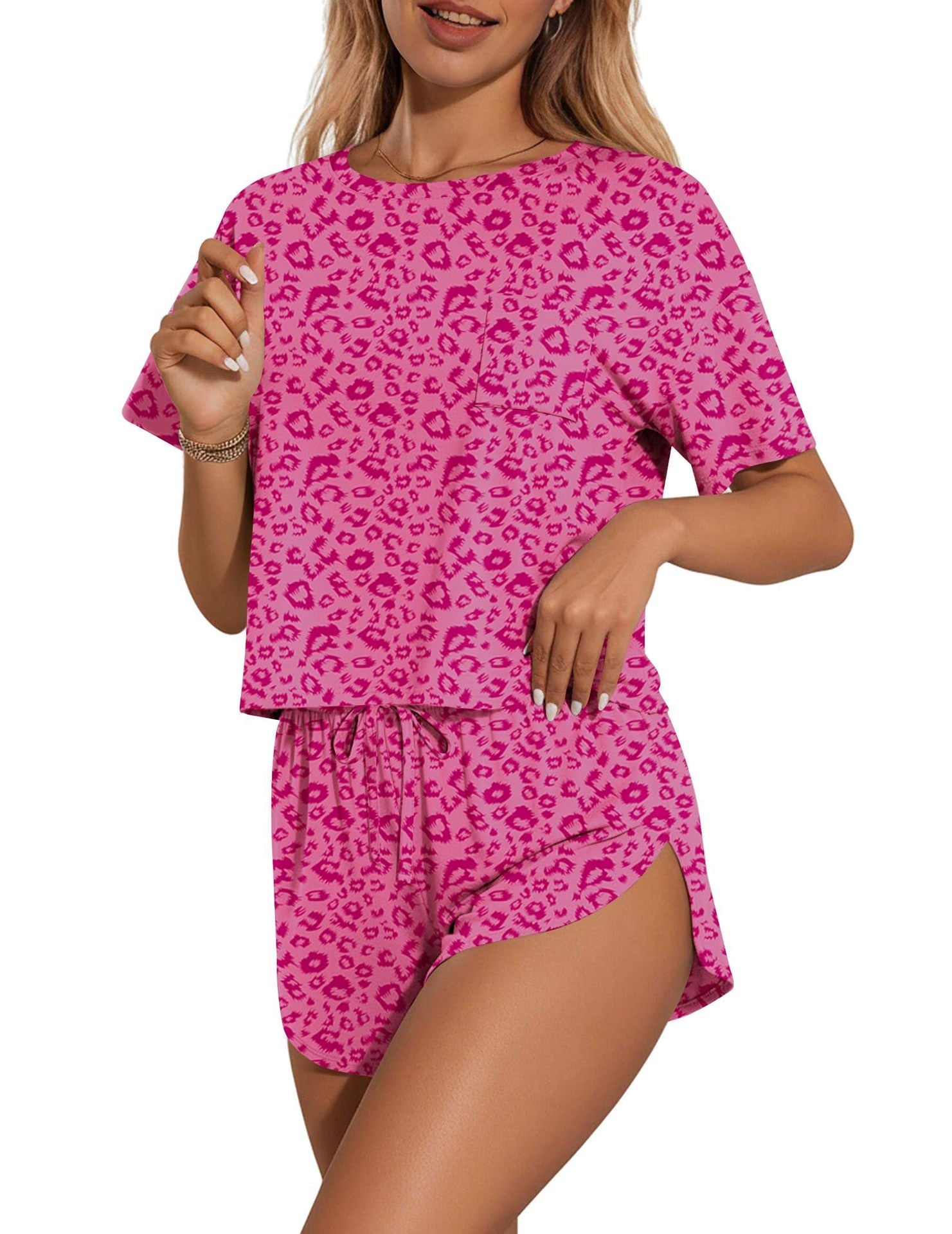 Printed Round Neck Tee and Shorts Set