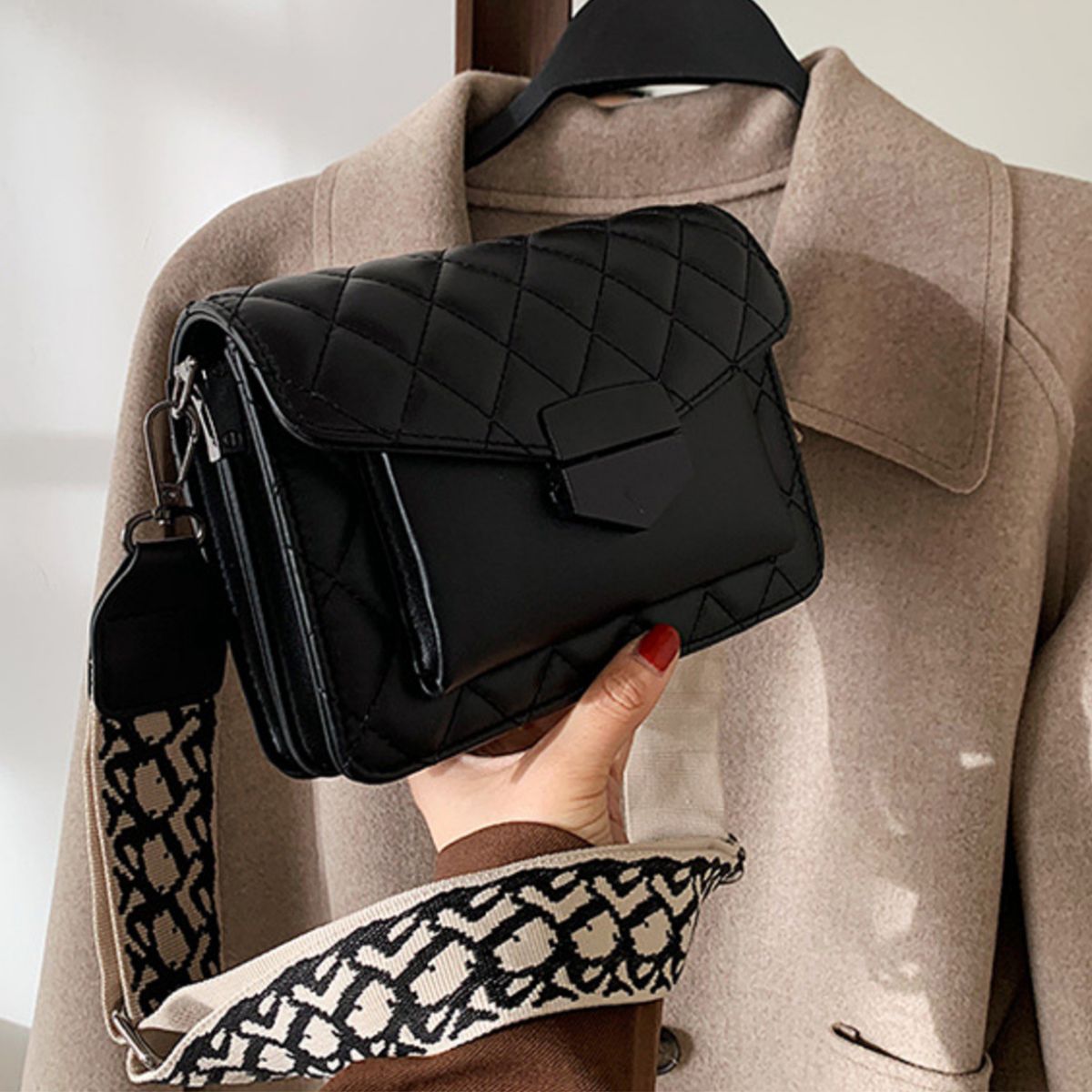 Quilted Leather Flap Crossbody Bag