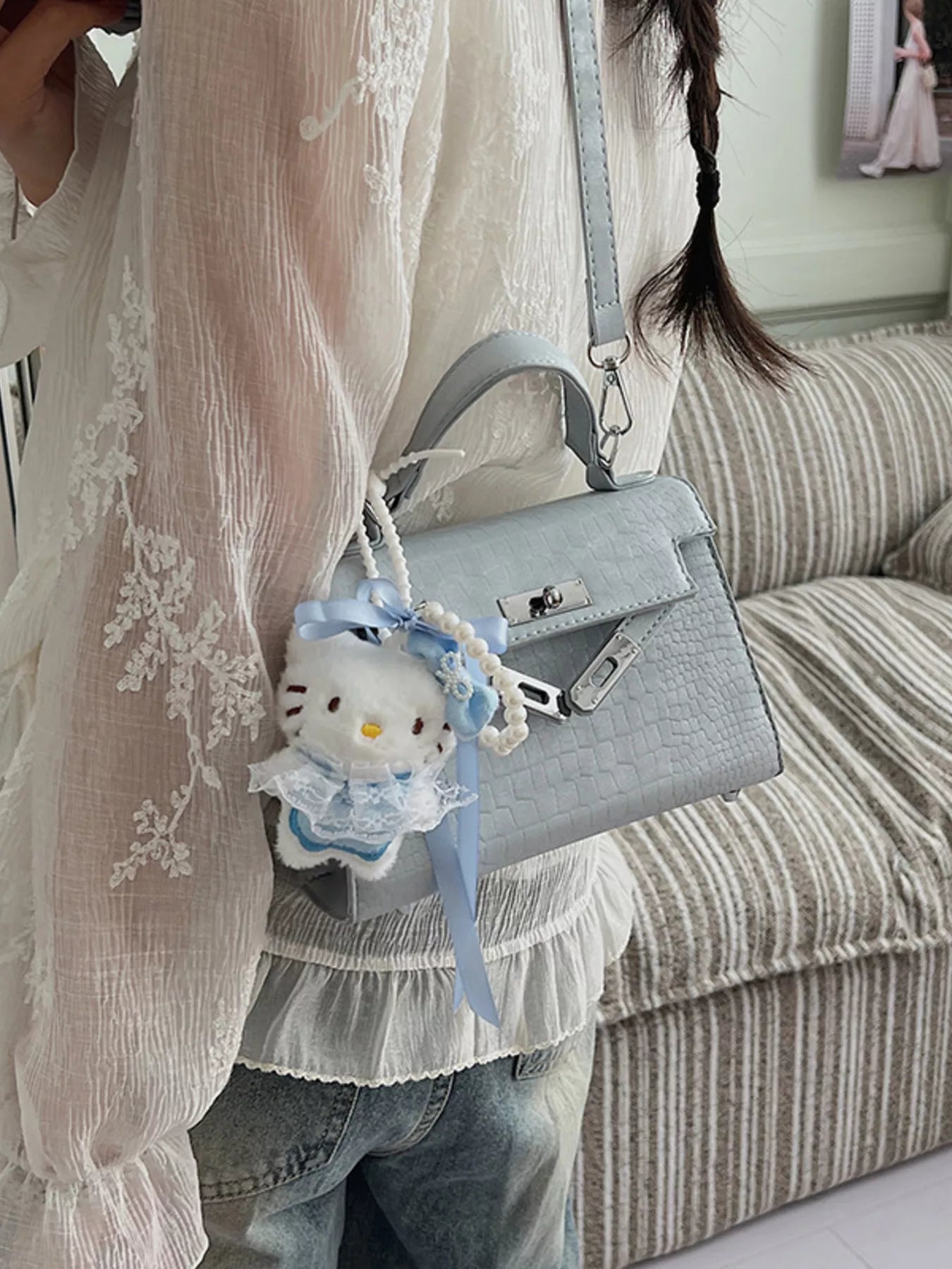 Croc-Embossed Mini Crossbody Bag