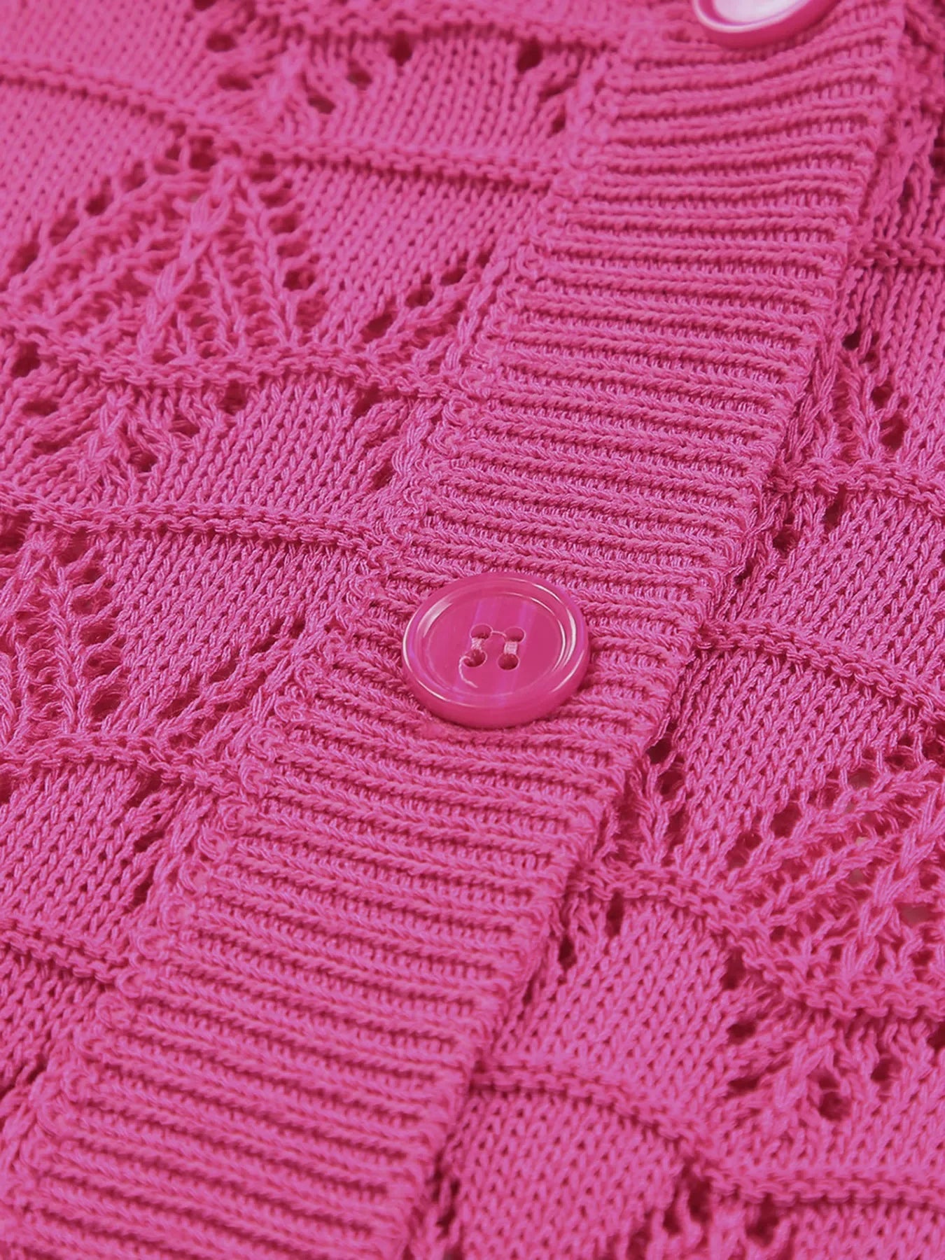 Buttoned Front Openwork Cardigan