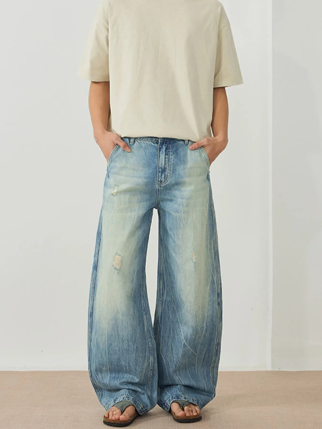 Men's Wash Wide Leg Jeans