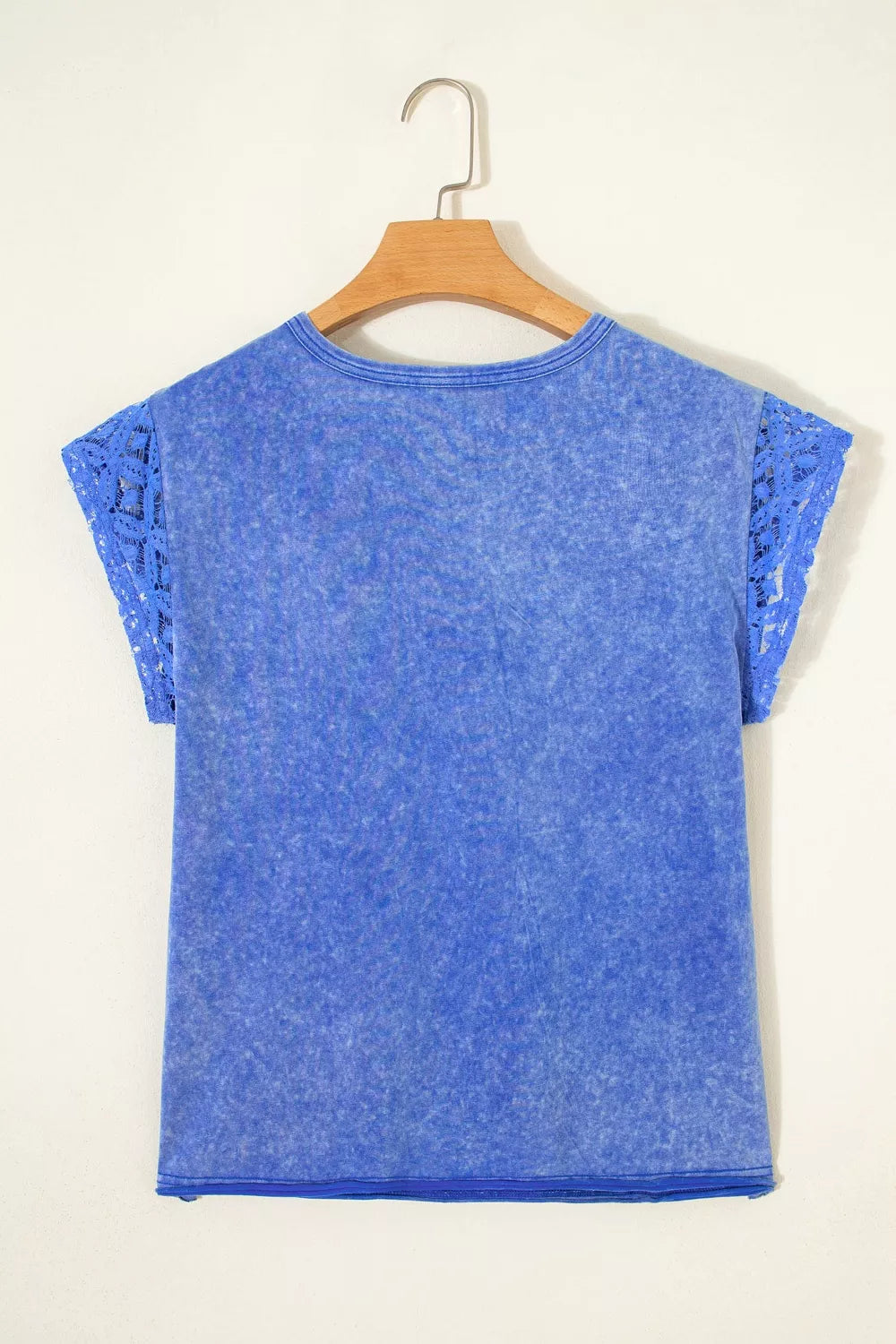 Mineral Wash Raw Seam Lace Sleeve Cotton Tee