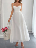 Texture Sweetheart Neck Backless Cami Dress