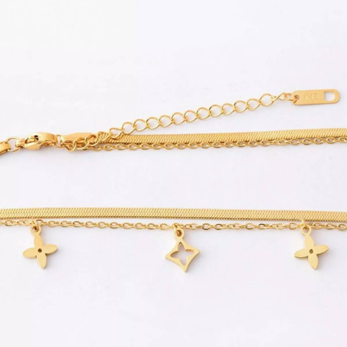 18K Gold-Plated Double Layered Charm Necklace