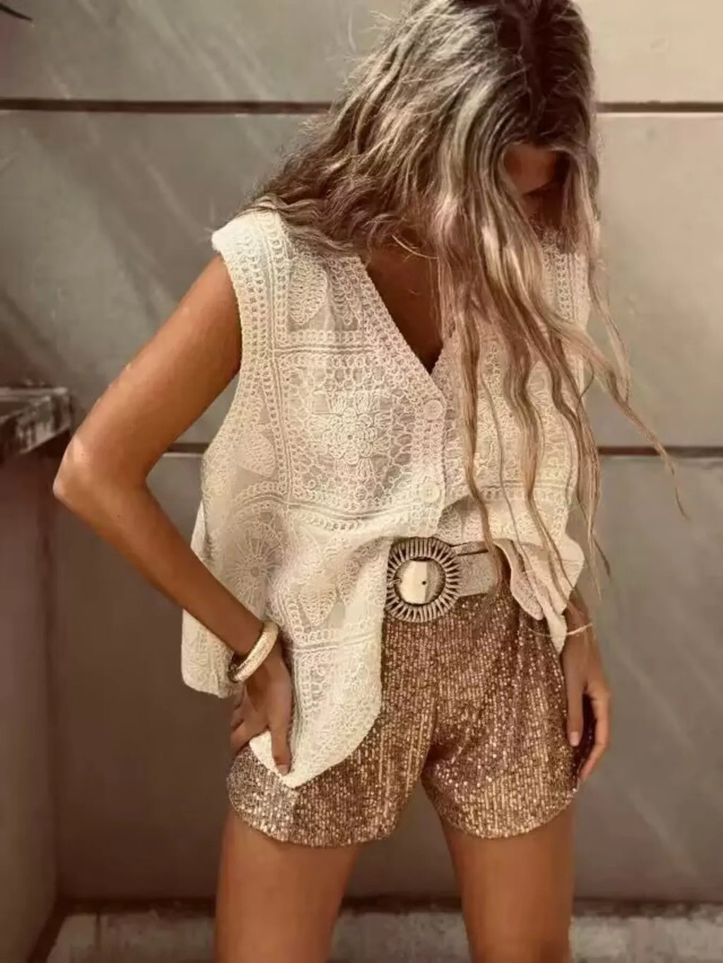 Crochet Lace V-Neck Vest