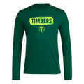 adidas Mens Long Sleeve Pre-Game T-Shirt Dark Green/Portland Timbers Large