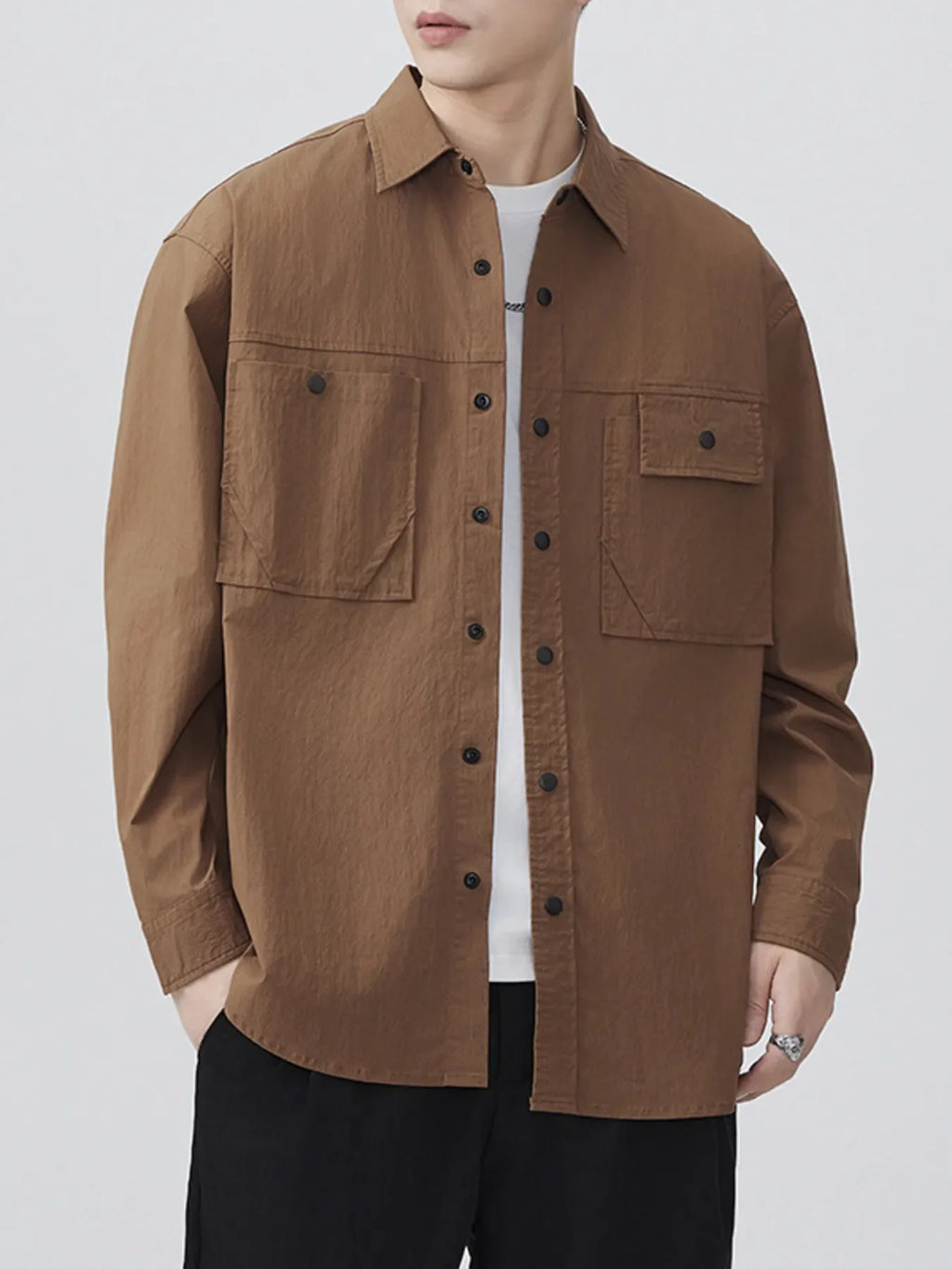 Men's Plus Size Button Up Long Sleeve Shirt