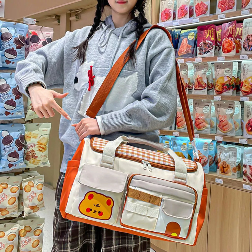 Cartoon Bear Pattern Travel Bag