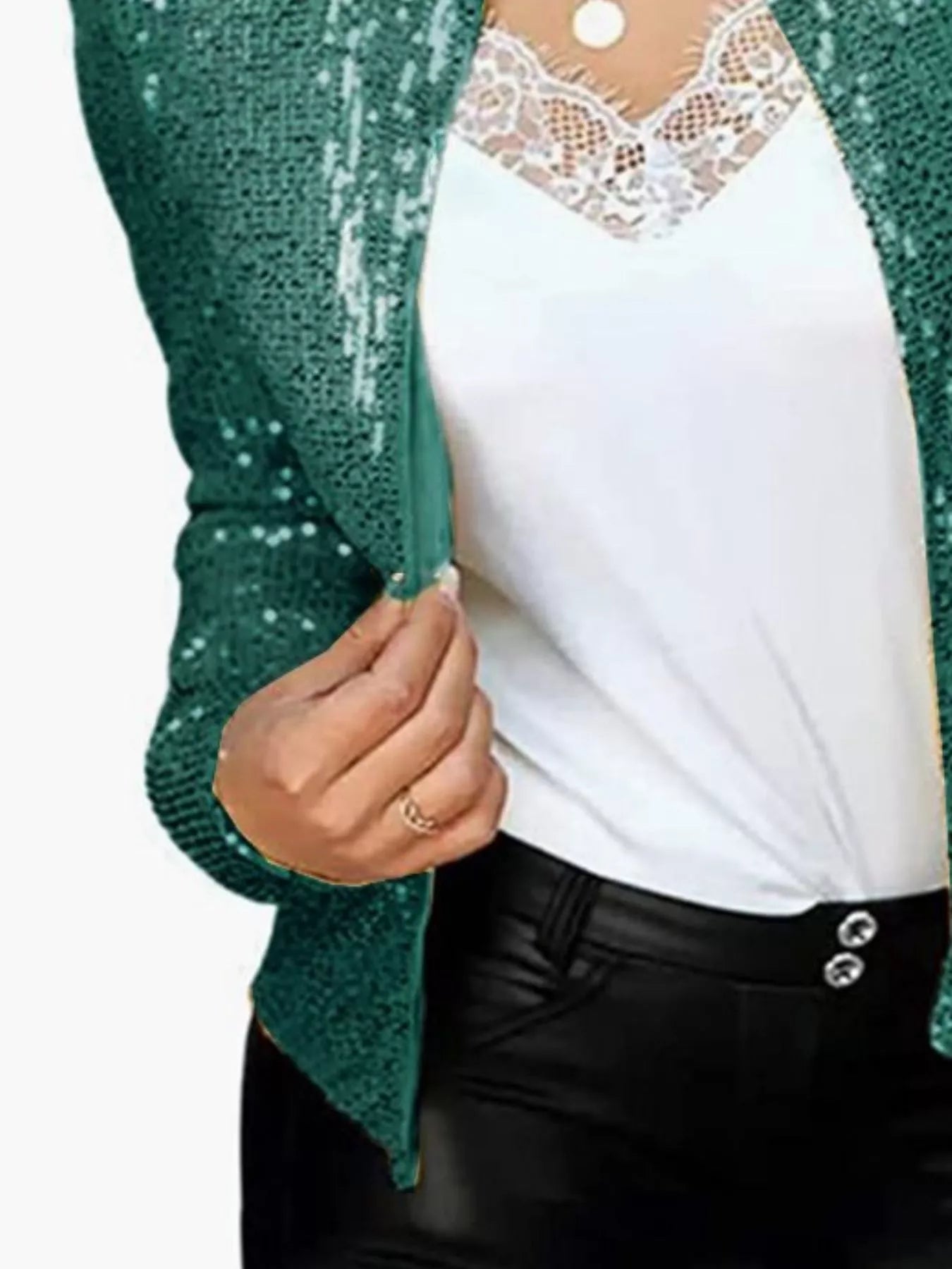 Full Size Sequin Long Sleeve Jacket Plus Size
