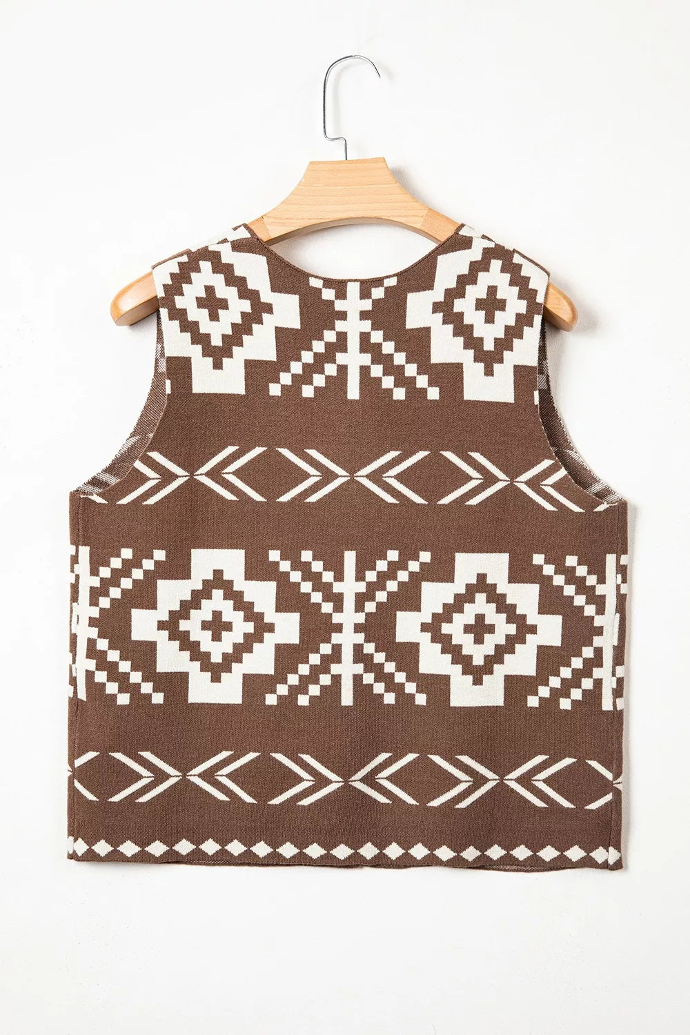 Western Geometric Pattern Sleeveless Knit Sweater Vest