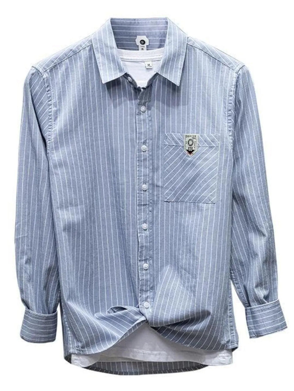 Men's Plus Size Striped Button Up Long Sleeve Shirt