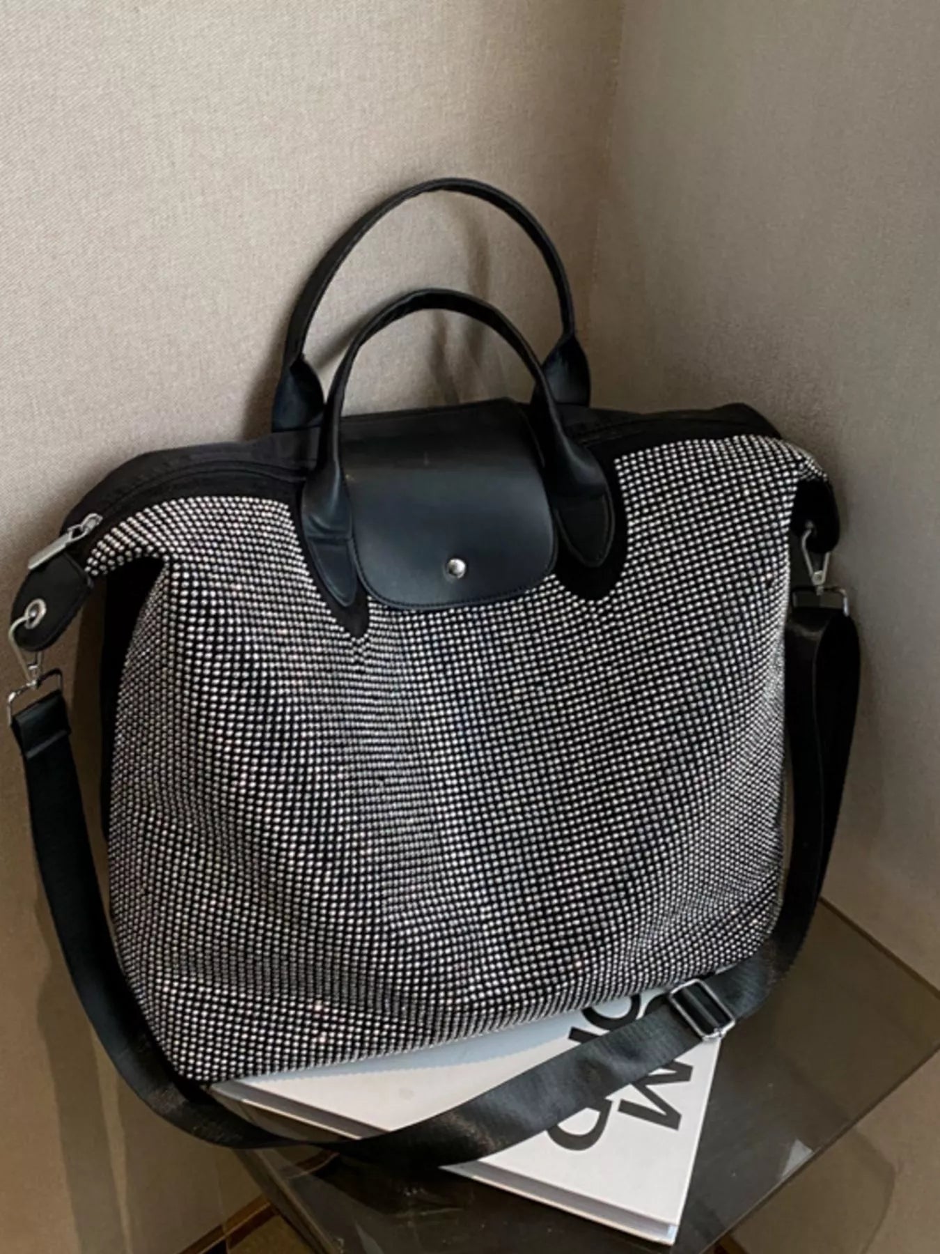 Rhinestone Embellished Crossbody Bag